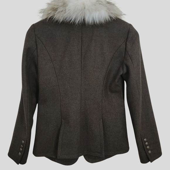 Wool Military Jacket w/ Removable Faux Fur Collar – Gray/Olive 2P - Picture 3 of 7